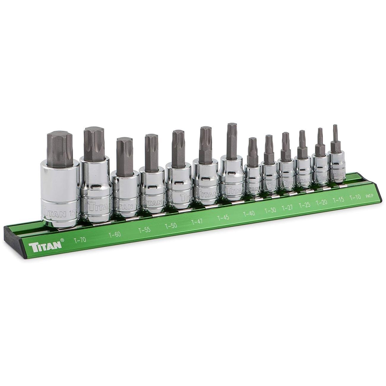 TITAN 16122 Torx Bit Socket Set (13 Piece Set) - High quality product image showing TITAN 16122 Torx Bit Socket Set (13 Piece Set) details and features TITAN 16122 Torx Bit Socket Set (13 Piece Set) - High quality product image showing TITAN 16122 Torx Bit Socket Set (13 Piece Set) details and features