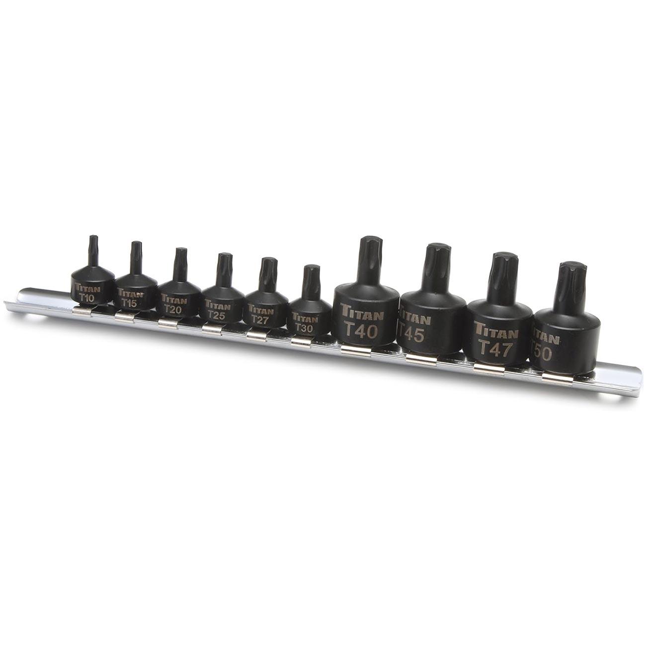 TITAN 16142 Impact Grade Stubby Star Bit Socket Set (10 Piece Set) - High quality product image showing TITAN 16142 Impact Grade Stubby Star Bit Socket Set (10 Piece Set) details and features TITAN 16142 Impact Grade Stubby Star Bit Socket Set (10 Piece Set) - High quality product image showing TITAN 16142 Impact Grade Stubby Star Bit Socket Set (10 Piece Set) details and features