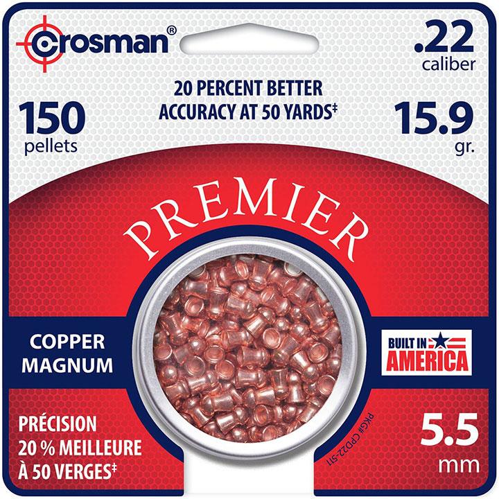 CROSMAN CPD22 Premier Copper Magnum Domed Pellet.22 Caliber 15.9 Grain 150 Count CROSMAN CPD22 Premier Copper Magnum Domed Pellet.22 Caliber 15.9 Grain 150 Count