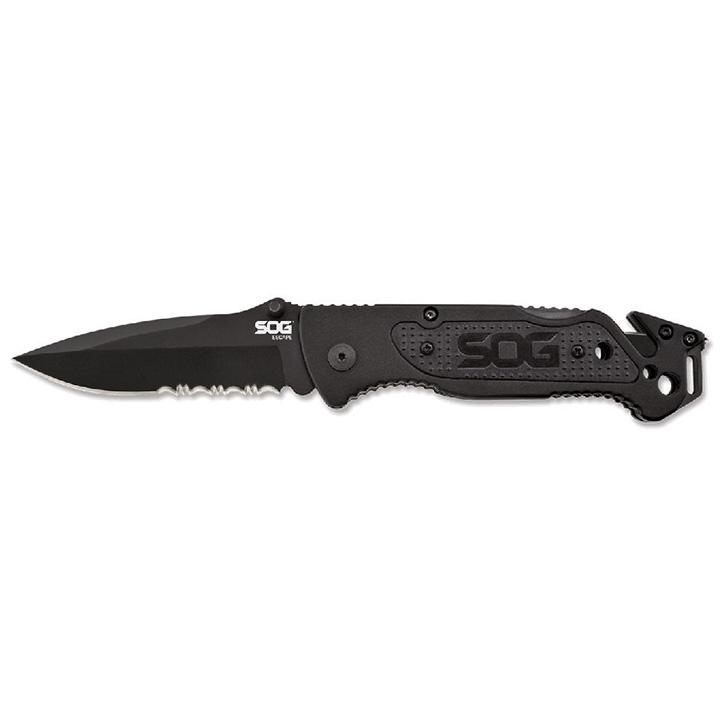 SOG FF25-CP Escape - Black Folding Knife - High quality product image showing SOG FF25-CP Escape - Black Folding Knife details and features SOG FF25-CP Escape - Black Folding Knife - High quality product image showing SOG FF25-CP Escape - Black Folding Knife details and features