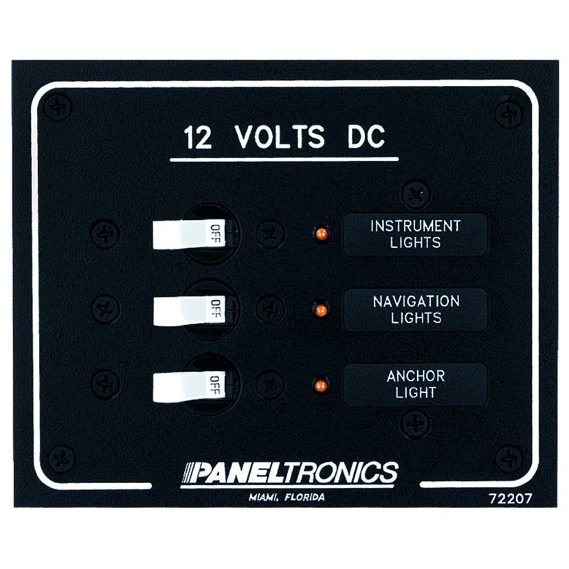 PANELTRONICS 9972207B STANDARD DC 3 POSITION BREAKER PANEL WITH LEDS PANELTRONICS 9972207B STANDARD DC 3 POSITION BREAKER PANEL WITH LEDS