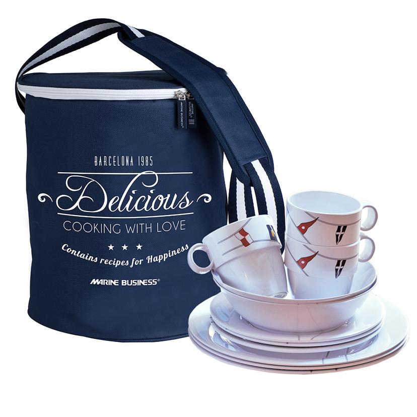 MARINE BUSINESS 12144 MELAMINE TABLEWARE SET & BASKET - REGATA - SET OF 24 MARINE BUSINESS 12144 MELAMINE TABLEWARE SET & BASKET - REGATA - SET OF 24