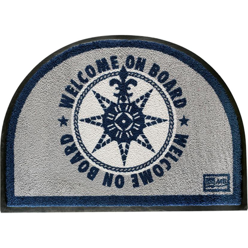 MARINE BUSINESS 41220 NON-SLIP WELCOME ON BOARD HALF-MOON-SHAPED MAT - BLUE/GREY MARINE BUSINESS 41220 NON-SLIP WELCOME ON BOARD HALF-MOON-SHAPED MAT - BLUE/GREY