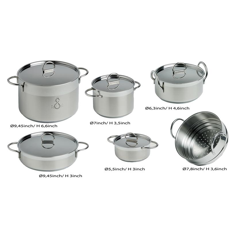 MARINE BUSINESS 20001 Kitchen Cookware Pan Set Self-Containing - Stainless Steel - Set of 8 MARINE BUSINESS 20001 Kitchen Cookware Pan Set Self-Containing - Stainless Steel - Set of 8